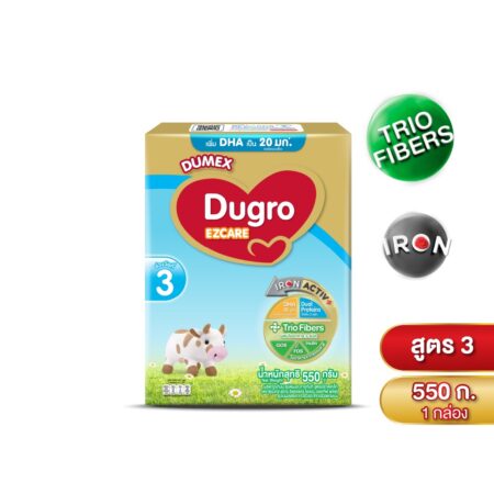 นมผง ดูโกร อีแซดแคร์ ไอรอน แอคทีฟ พลัส สูตร3 550 กรัม นมผงดัดแปลงสูตรต่อเนื่องสำหรับทารกและเด็กเล็ก